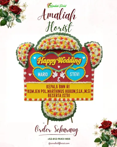 Karangan Papan Bunga Pernikahan di Rowosari